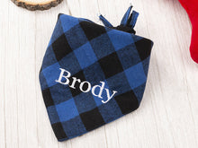 Load image into Gallery viewer, Personalized Embroidered Premium Lumberjack Plaid Dog Bandana