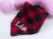 Load image into Gallery viewer, Personalized Embroidered Premium Lumberjack Plaid Dog Bandana
