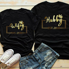 Load image into Gallery viewer, Customize Hubby &amp; Wifey Anniversary Couple Matching Shirt
