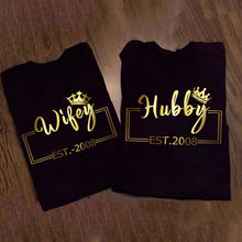 Load image into Gallery viewer, Customize Hubby &amp; Wifey Anniversary Couple Matching Shirt

